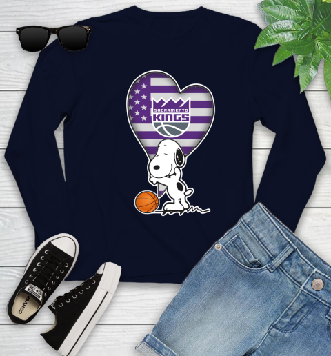 Sacramento Kings NBA Basketball The Peanuts Movie Adorable Snoopy Youth Long Sleeve 3