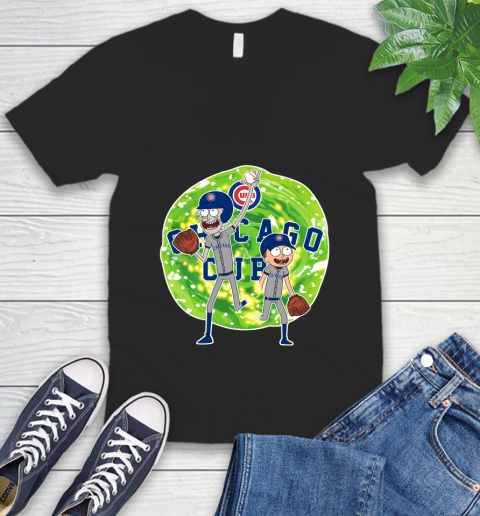 MLB Chicago Cubs Rick And Morty Baseball Sports V-Neck T-Shirt 2