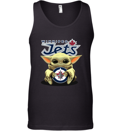 Baby Yoda Hugs The Winnipeg Jets Ice Hockey Tank Top