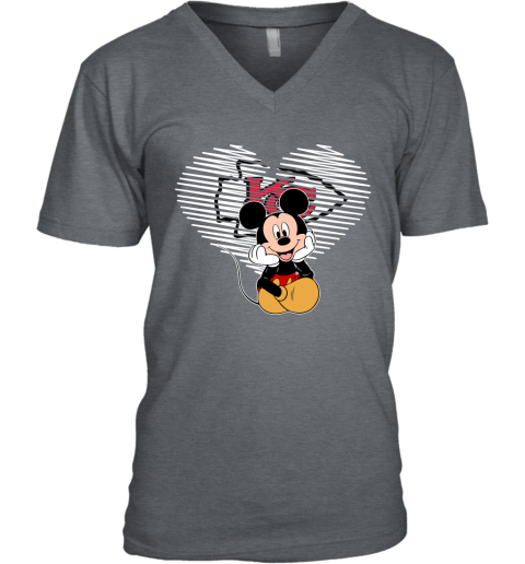 NFL Kansas City Chiefs The Heart Mickey Mouse Disney Football T Shirt ZqtGVuJxzVk v neck unisex 8 95 151514 front dark heather