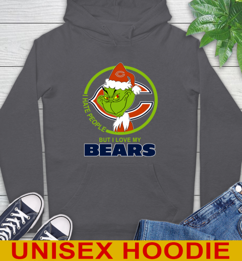 Chicago Bears NFL Christmas Grinch I Hate People But I Love My Favorite Football Team Hoodie 7