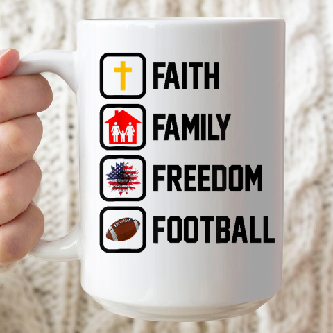 Faith Family Freedom Football Christian Ceramic Mug 15oz