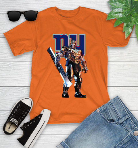 NFL Thanos Gauntlet Avengers Endgame Football New York Giants Youth T-Shirt 7