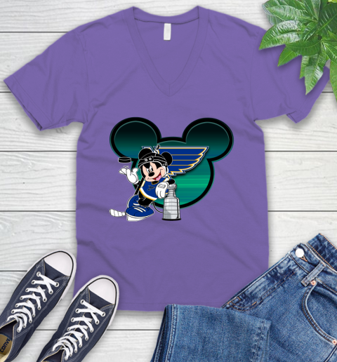 NHL St.Louis Blues Stanley Cup Mickey Mouse Disney Hockey T Shirt V-Neck T-Shirt 10