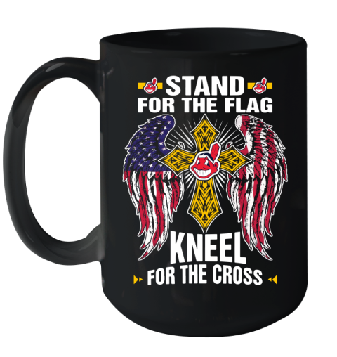 MLB Baseball Cleveland Indians Stand For Flag Kneel For The Cross Shirt Ceramic Mug 15oz