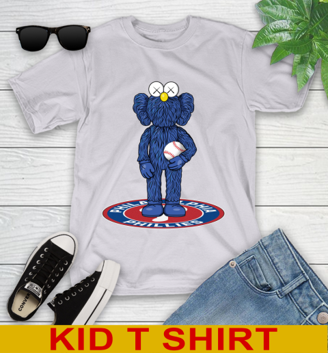 MLB Baseball Philadelphia Phillies Kaws Bff Blue Figure Shirt Youth T-Shirt 6 MLB Baseball Philadelphia Phillies Kaws Bff Blue Figure Shirt Youth T-Shirt - Image 6
