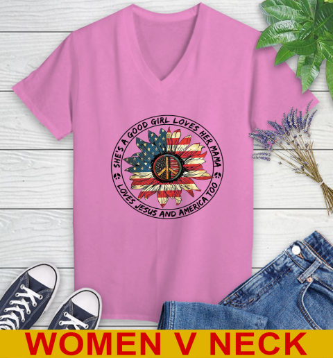 America sunflower she's a good girl loves her mama shirt 72