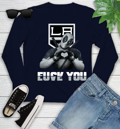 NHL Los Angeles Kings Deadpool Love You Fuck You Hockey Sports Youth Long Sleeve 2