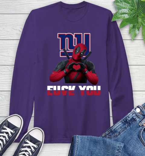 NHL New York Giants Deadpool Love You Fuck You Football Sports Long Sleeve T-Shirt 5