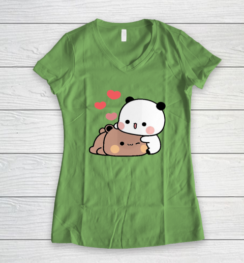 Panda Bear Hug Bubu Dudu Valentines Day's Women's V-Neck T-Shirt 4