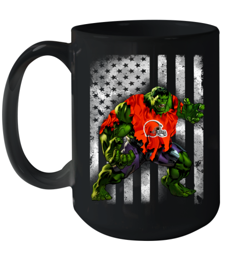 Cleveland Browns Hulk Marvel Avengers NFL Football American Flag Ceramic Mug 15oz