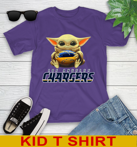 NFL Football Los Angeles Chargers Baby Yoda Star Wars Shirt Youth T-Shirt 4