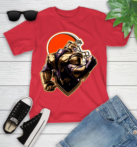 NFL Thanos Avengers Endgame Football Sports Cleveland Browns Youth T-Shirt 10