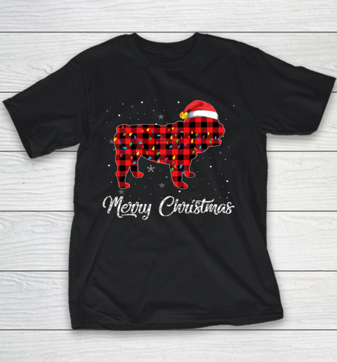 Christmas English Bulldog Red Plaid Dog Lover Pajama Gift Youth T-Shirt