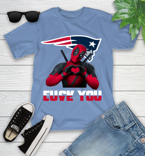 NHL New England Patriots Deadpool Love You Fuck You Football Sports Youth T-Shirt 15
