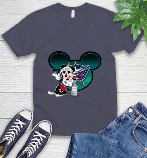 NHL Columbus Blue Jackets Stanley Cup Mickey Mouse Disney Hockey T Shirt V-Neck T-Shirt 9