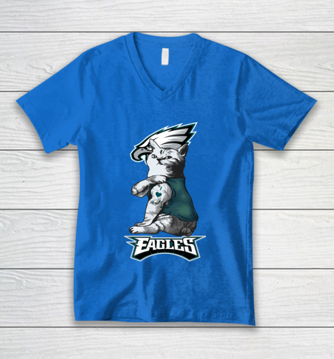 NFL Football My Cat Loves Philadelphia Eagles V-Neck T-Shirt 5