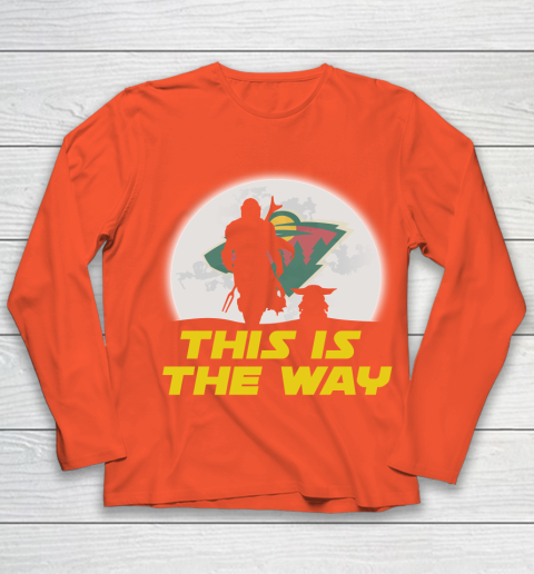Minnesota Wild NHL Ice Hockey Star Wars Yoda And Mandalorian This Is The Way Youth Long Sleeve 3