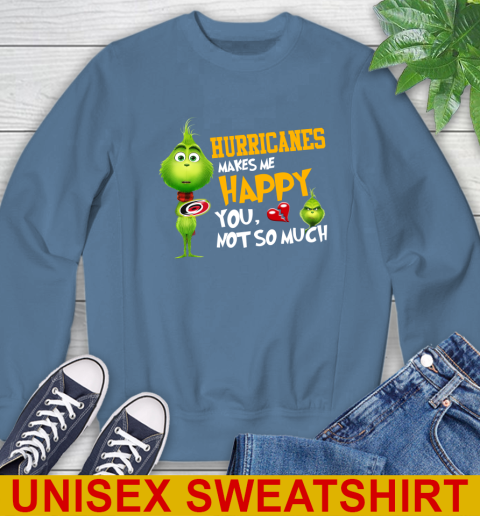 NHL Carolina Hurricanes Makes Me Happy You Not So Much Grinch Hockey Sports Sweatshirt 10