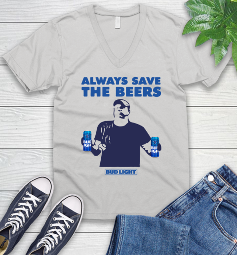 Always Save The Bees Beers Bud Light Jeff Adams Beers Over Baseball V-Neck T-Shirt