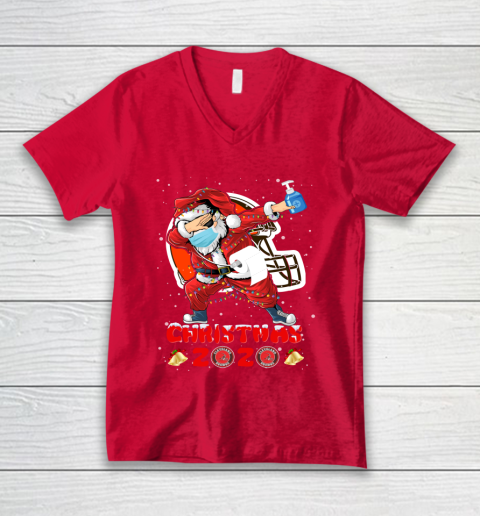 Cleveland Browns Funny Santa Claus Dabbing Christmas 2020 NFL V-Neck T-Shirt 6