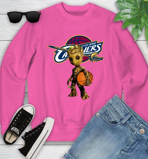 Cleveland Cavaliers NBA Basketball Groot Marvel Guardians Of The Galaxy Youth Sweatshirt 7