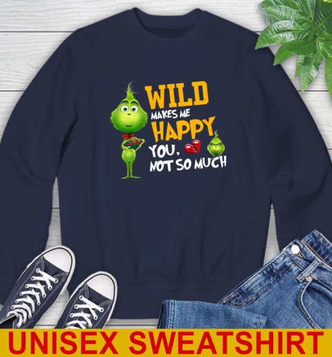 NHL Minnesota Wild Makes Me Happy You Not So Much Grinch Hockey Sports Sweatshirt 2