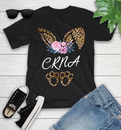 Nurse Shirt Cute Leopard Printed Bunny CRNA Gifts Happy Easter Day T Shirt Youth T-Shirt