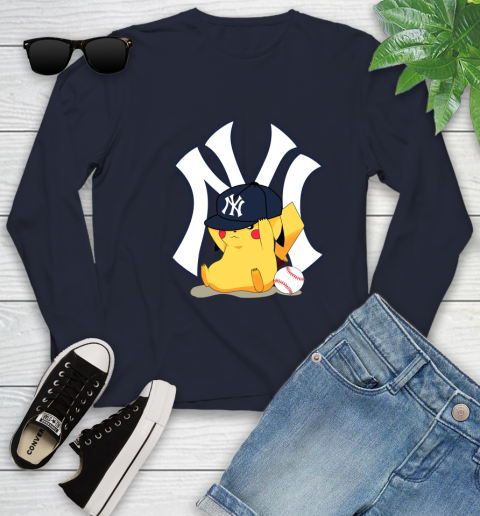 MLB Pikachu Baseball Sports New York Yankees Youth Long Sleeve 3