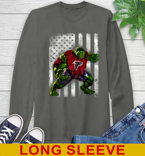 Atlanta Falcons Hulk Marvel Avengers NFL Football American Flag Long Sleeve T-Shirt 10