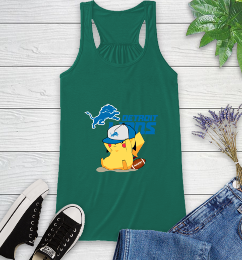 NFL Pikachu Football Sports Detroit Lions Racerback Tank 7