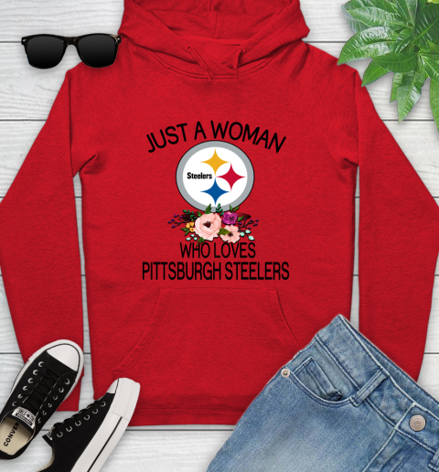 NFL Just A Woman Who Loves Pittsburgh Steelers Football Sports Youth Hoodie 7