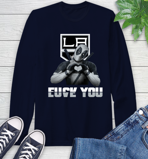 NHL Los Angeles Kings Deadpool Love You Fuck You Hockey Sports Long Sleeve T-Shirt 15