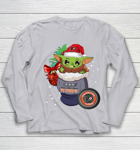 Philadelphia Flyers Christmas Baby Yoda Star Wars Funny Happy NHL Youth Long Sleeve 5