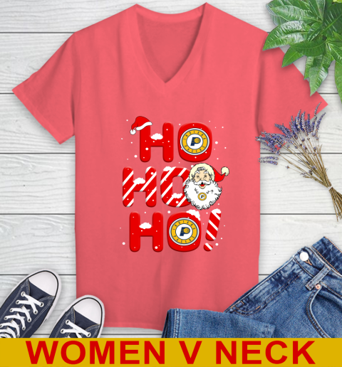 Indiana Pacers NBA Basketball Ho Ho Ho Santa Claus Merry Christmas Shirt Women's V-Neck T-Shirt 6