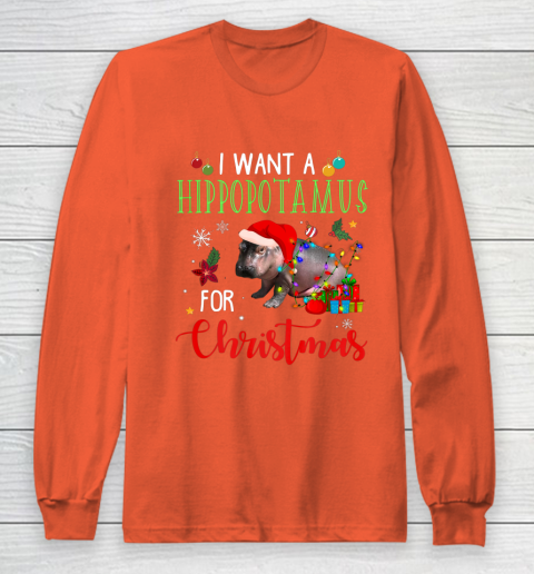I Want A Hippopotamus For Christmas Hippo Fiona Long Sleeve T-Shirt 3
