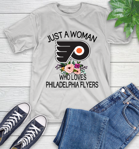 NHL Just A Woman Who Loves Philadelphia Flyers Hockey Sports T-Shirt