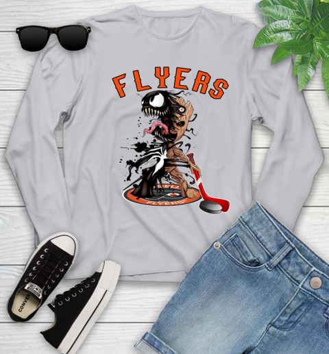 NHL Philadelphia Flyers Hockey Venom Groot Guardians Of The Galaxy Youth Long Sleeve 5