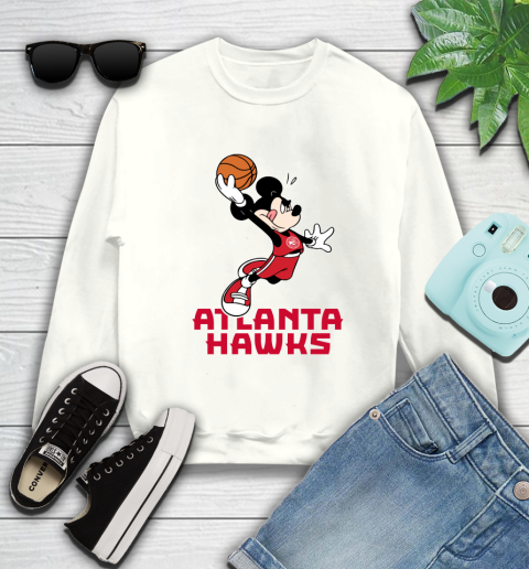 NBA Basketball Atlanta Hawks Cheerful Mickey Mouse Shirt Sweatshirt 2