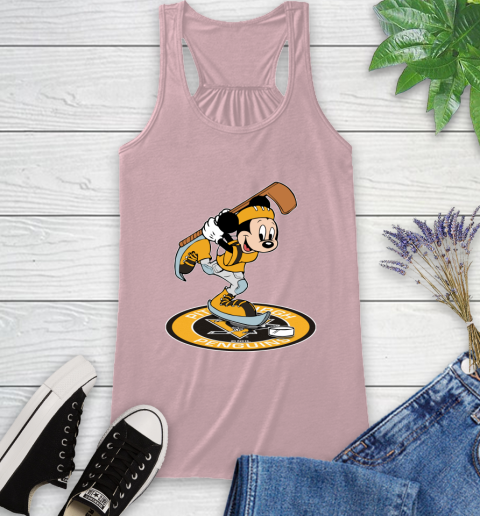 NHL Hockey Pittsburgh Penguins Cheerful Mickey Disney Shirt Racerback Tank 10