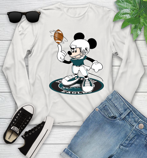 NFL Football Philadelphia Eagles Cheerful Mickey Disney Shirt Youth Long Sleeve 12