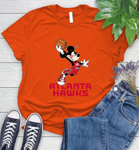 NBA Basketball Atlanta Hawks Cheerful Mickey Mouse Shirt Women's T-Shirt 4
