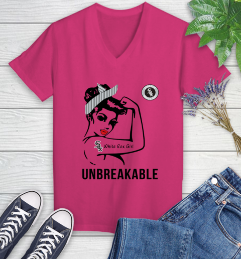 MLB Chicago White Sox Girl Unbreakable Baseball Sports Women's V-Neck T-Shirt 5