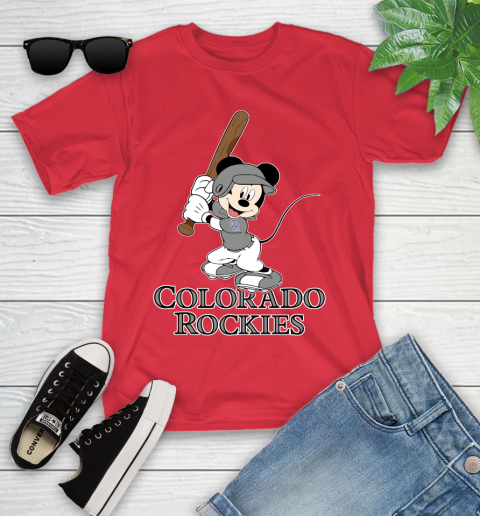 MLB Baseball Colorado Rockies Cheerful Mickey Mouse Shirt Youth T-Shirt 10