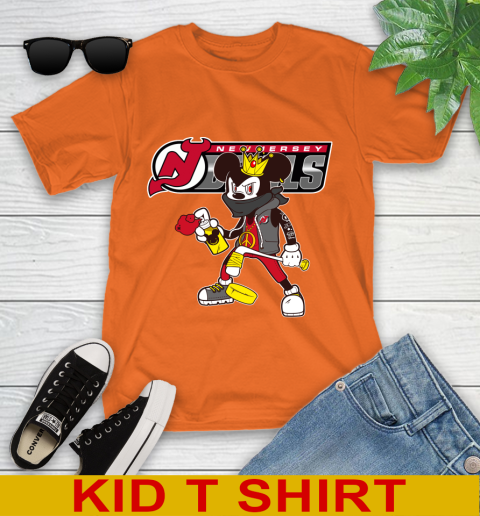 New Jersey Devils NHL Hockey Mickey Peace Sign Sports Youth T-Shirt 7