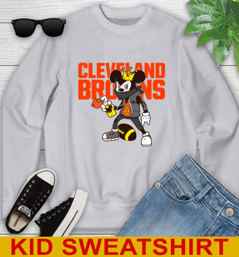 Cleveland Browns NFL Football Mickey Peace Sign Sports Youth Sweatshirt 4