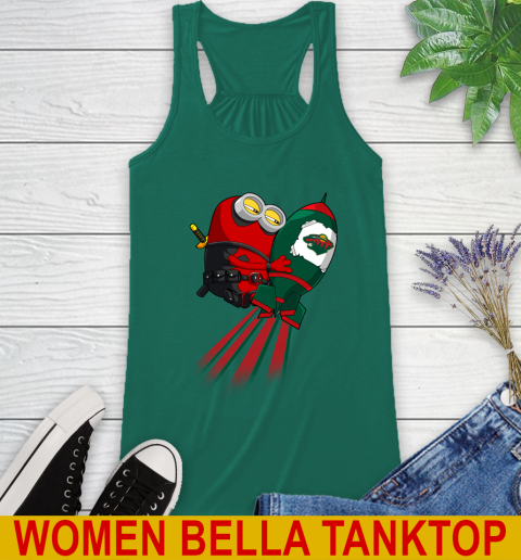 NHL Hockey Minnesota Wild Deadpool Minion Marvel Shirt Racerback Tank 5