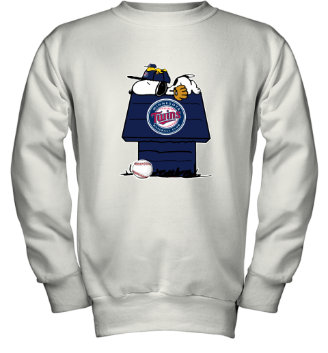 Minnesota Twins Snoopy And Woodstock Resting Together MLB Youth Sweatshirt