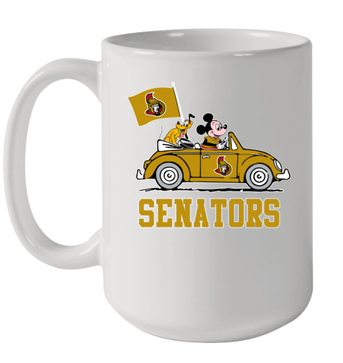 NHL Hockey Ottawa Senators Pluto Mickey Driving Disney Shirt Ceramic Mug 15oz