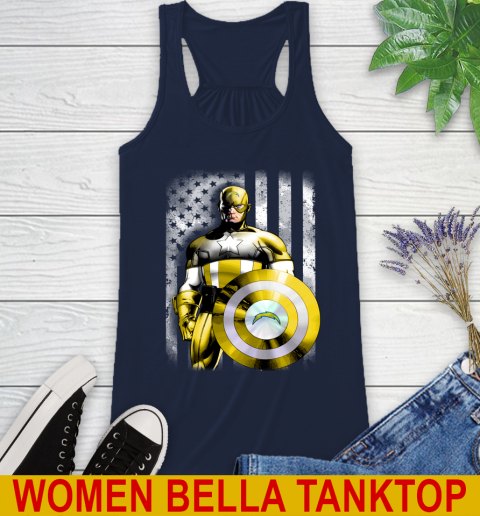 Los Angeles Chargers NFL Football Captain America Marvel Avengers American Flag Shirt Racerback Tank 9
